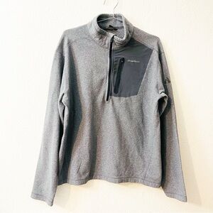 Eddie Bauer First Ascent Quarter Zip Fleece Pullover Jacket Size Large Gray